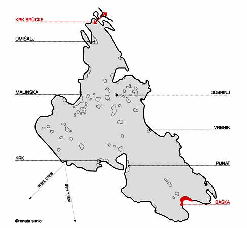 Insel Krk Karte alle St�dte