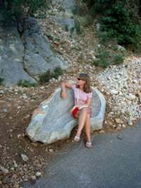 Steinbank am Wanderweg Baska Insel Krk Kroatien